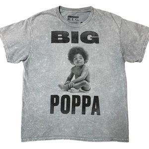 Notorious B.I.G. Big Poppa Baby Biggie Acid Washed Graphic T-Shirt Grey Unisex L